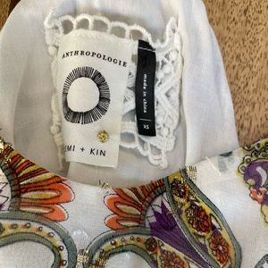 Anthropologie dress sundress XS gold purple nice pattern